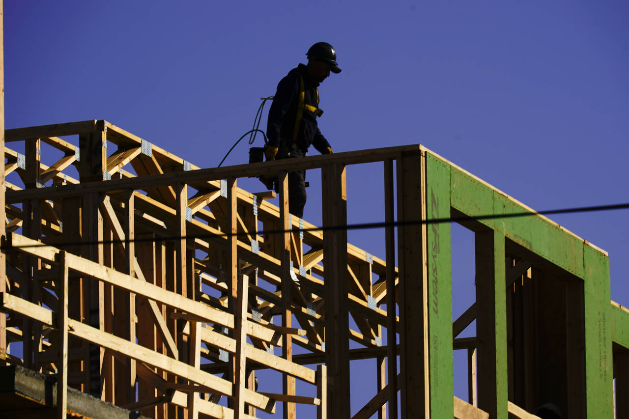 New home construction in Philadelphia, Pa., Wednesday, Nov. 17, 2021.  U.S. homebuilder stocks have...