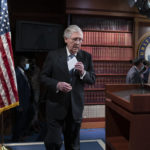 
              Senate Minority Leader Mitch McConnell, R-Ky., arrives for an end-of-the-year news conference, at the Capitol in Washington, Thursday, Dec. 16, 2021. McConnell said he plans to visit tornado-ravages areas Friday and Saturday in his home state of Kentucky. (AP Photo/J. Scott Applewhite)
            