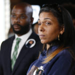 
              Tamala Payne, mother of Casey Goodson Jr., answers questions during a news conference Thursday, Dec. 2, 2021, in Columbus, Ohio about the indictment of a former deputy who shot and killed her son.  Jason Mead, the Ohio sheriff's deputy who fatally shot Casey Goodson Jr. in the back five times has been charged with murder and reckless homicide. (AP Photo/Jay LaPrete)
            