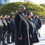 
              U.S. Defense Secretary Lloyd Austin, center left, and South Korean Defense Minister Suh Wook attend a welcoming ceremony at the Defense Ministry in Seoul, South Korea, Thursday, Dec. 2, 2021. (AP Photo/Ahn Young-joon, Pool)
            