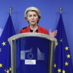 
              European Commission President Ursula von der Leyen makes a statement on EU financial support for Ukraine at EU headquarters in Brussels, Monday, Jan. 24, 2022. (John Thys, Pool Photo via AP)
            