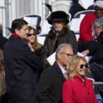 
              Former Speaker of the United States House of Representatives, Paul Ryan speaks with people ahead of an inauguration ceremony, Saturday, Jan. 15, 2022, in Richmond, Va. Virginia Gov.-elect Glenn Youngkin will be sworn in today. (AP Photo/Julio Cortez)
            