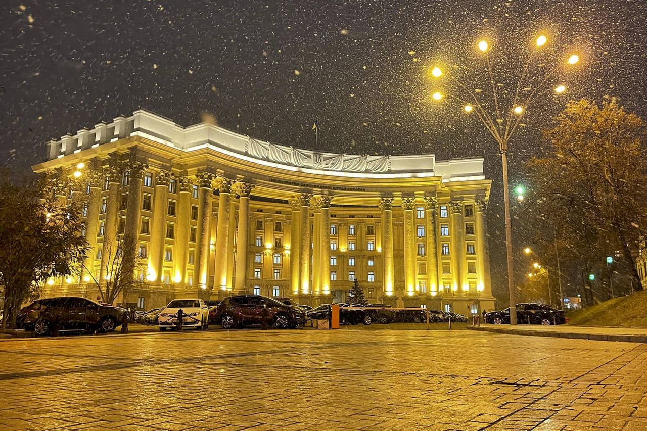 In this undated handout photo released by Ukrainian Foreign Ministry Press Service, the building of...