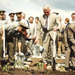 
              This June 4, 1996, photo provided by William Perry, shows, from left, Russian defense minister Pavel Grachev, Ukrainian Defense Minister Valery Schmarov, and U.S. Defense Secretary William Perry planting sunflowers at the site which formerly housed a missile silo at a military base near Pervomaysk, some 155 miles south of Kyiv, Ukraine. (Department of Defense via AP)
            