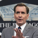 
              Pentagon spokesman John Kirby speaks during a briefing at the Pentagon in Washington, Monday, Jan. 24, 2022. The Pentagon says that Defense Secretary Lloyd Austin has put about 8,500 troops on heightened alert, so they will be prepared to deploy if needed to reassure NATO allies in the face of ongoing Russian aggression on the border of Ukraine.  (AP Photo/Manuel Balce Ceneta)
            