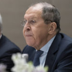 
              Russian Foreign Minister Sergey Lavrov listens during a meeting with Secretary of State Antony Blinken, Friday, Jan. 21, 2022, in Geneva, Switzerland. (AP Photo/Alex Brandon, Pool)
            