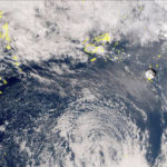 
              This satellite image taken by Himawari-8, a Japanese weather satellite, and released by the agency, shows an undersea volcano eruption at the Pacific nation of Tonga Saturday, Jan. 15, 2022. An undersea volcano erupted in spectacular fashion near the Pacific nation of Tonga on Saturday, sending large waves crashing across the shore and people rushing to higher ground. (Japan Meteorology Agency via AP)
            