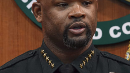 Broward Sheriff Gregory Tony speaks during a news conference at the Broward Sheriff's Office headqu...