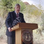 
              U.S. Agriculture Secretary Tom Vilsack speaks about forest fires at the Desert Botanical Garden in Phoenix on Tuesday, Jan. 18, 2022. Vilsack announced the Biden administration's plans to significantly expand efforts to stave off catastrophic wildfires that have torched areas of the U.S. West. (AP Photo/Jonathan J. Cooper)
            