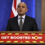 
              Britain's Health Secretary Sajid Javid speaks during a media briefing in Downing Street, London, Wednesday, Jan. 19, 2022. Face masks will no longer be mandatory in public places and schools in England and COVID-19 passports will be dropped for large events as infections level off in large parts of the country, British Prime Minister Boris Johnson said Wednesday. (Henry Nicholls/Pool Photo via AP)
            