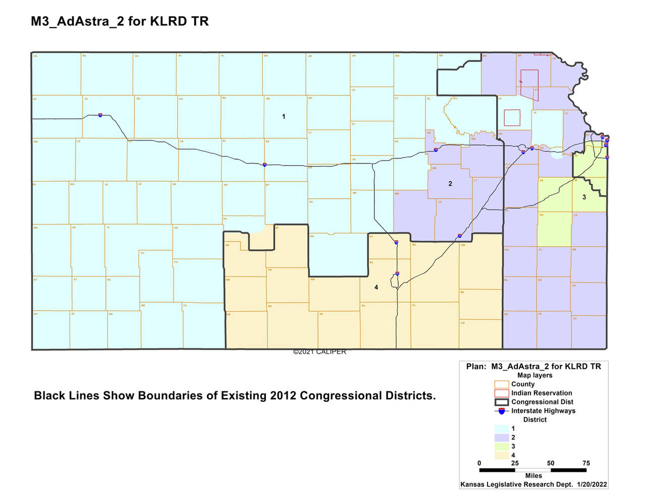 This image shows the "Ad Astra 2" congressional redistricting plan for Kansas drafted by the Kansas...