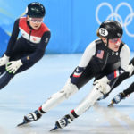 Corinne Stoddard of Team United States reacts after skating during the Women's 1000m Final B on day seven of the Beijing 2022 Winter Olympic Games at Capital Indoor Stadium on Feb. 11, 2022. (Photo by David Ramos/Getty Images)