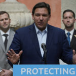 
              Florida Gov. Ron DeSantis speaks during a news conference at Vizcaya Museum and Gardens, Tuesday, Feb. 1, 2022, in Miami. (AP Photo/Rebecca Blackwell)
            