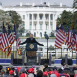 
              FILE - The White House in the background, President Donald Trump speaks at a rally in Washington, Jan. 6, 2021. On the day of the Capitol riot that shook American democracy, there are no official White House phone notations from about 11 a.m. to about 7 p.m. While that leaves holes in the record, a lot of publicly available information has surfaced about what Trump did do and say. (AP Photo/Jacquelyn Martin, File)
            
