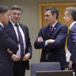 
              Netherland's Prime Minister Mark Rutte, left, speaks with from right, Greek Prime Minister Kyriakos Mitsotakis, Spanish Prime Minister Pedro Sanchez and Croatian Prime Minister Andrej Plenkovic during a round table meeting at an EU summit in Brussels, Thursday, March 24, 2022. As the war in Ukraine grinds into a second month, President Joe Biden and Western allies are gathering to chart a path to ramp up pressure on Russian President Vladimir Putin while tending to the economic and security fallout that's spreading across Europe and the world. (AP Photo/Olivier Matthys)
            