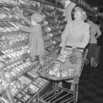 
              FILE - Leonard Miller helps his mother Mae Miller, with her shopping at the supermarket, Oct. 2, 1950, in New York.  Genealogists and historians can get a microscopic look at sweeping historical trends when individual records from the 1950 census are released this week. Researchers view the records that will be released Friday, March 31, 2022 as a gold mine, and amateur genealogists see it as a way to fill gaps in family trees.  (AP Photo/Robert Kradin, File)
            
