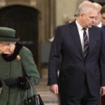 
              Britain's Queen Elizabeth II and Prince Andrew, right, arrive for a Service of Thanksgiving for the life of Prince Philip, Duke of Edinburgh, at Westminster Abbey in London, Tuesday, March 29, 2022. (Richard Pohle/Pool via AP)
            