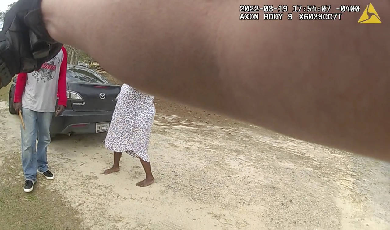 In this image from the body camera video of Richland County Sherrif's Deputy John Anderson, Irvin D...