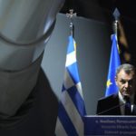 
              Defense minister Nikos Panagiotopoulos of Greece speaks during a signing ceremony held on the eve of Greece's national day, on board a 112-year-old battleship that is currently a museum, in Athens, Greece, Thursday, March 24, 2022. Greece signed agreements with France and two French contractors worth some 4 billion euros ($4.4 billion) to purchase three navy frigates and six additional Rafale fighter jets, as Athens continues to strengthen its armed forces in response to tension with neighbor Turkey. (AP Photo/Thanassis Stavrakis)
            