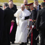 
              Pope Francis arrives at Malta International airport in Luqa, Saturday, April 2, 2022. Pope Francis headed to the Mediterranean island nation of Malta on Saturday for a pandemic-delayed weekend visit, aiming to draw attention to Europe's migration challenge that has only become more stark with Russia's invasion of Ukraine. (AP Photo/Andrew Medichini)
            