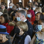 
              The faithful packed St. Peter Claver church in St. Paul, Minn., for the first indoor, in-person Easter Sunday service since the pandemic hit, on Sunday, April 17, 2022. The Catholic Archdiocese of Saint Paul and Minneapolis rescinded all pandemic restrictions on April 1, while encouraging parishes and congregants to follow their own pace in loosening COVID-19 protocols. (AP Photo/Giovanna Dell'Orto)
            