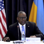 
              U.S. Secretary of Defense, Lloyd Austin, delivers a speech as he hosts the meeting of the Ukraine Security Consultative Group at Ramstein Air Base in Ramstein, Germany, Tuesday, April 26, 2022. (AP Photo/Michael Probst)
            