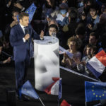
              Current French President and centrist presidential candidate for reelection Emmanuel Macron delivers a speech during a campaign rally in Strasbourg, eastern France, Tuesday, April 12, 2022 . Macron, with strong pro-European views, and far-right candidate Marine Le Pen, an anti-immigration nationalist, are facing each other in the presidential runoff on April 24. (Eliot Blondet/Pool via AP)
            