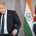
              Britain's Prime Minister Boris Johnson attends a press conference in Delhi, on the last day of his two day trip to India, Friday, April 22, 2022. (Stefan Rousseau/Pool Photo via AP)
            