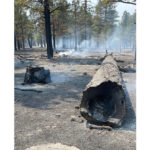 
              In this photo provided by the National Park Service, fallen trees smolder after a wildfire at Sunset Crater Volcano National Monument in Arizona, Wednesday, April 20, 2022. Winds are expected to intensify through the end of the week as firefighters battle blazes across the Southwest. Resources are tight, and fire managers are scrambling to get crews on board. (Richard Ullmann/National Park Service via AP)
            