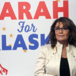 
              Former Alaska Gov. Sarah Palin addresses supporters at the opening of her new campaign headquarters in Anchorage, Alaska, on Wednesday, April 20, 2022. Palin, the first Republican female vice presidential nominee, is among 48 candidates running for the Alaska's lone seat in the U.S. House following the death last month of Republican Rep. Don Young, who held the job for 49 years. (AP Photo/Mark Thiessen)
            