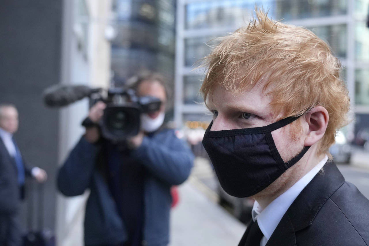 FILE - Musician Ed Sheeran arrives at the Rolls Building, High Court in central London, on March 15...