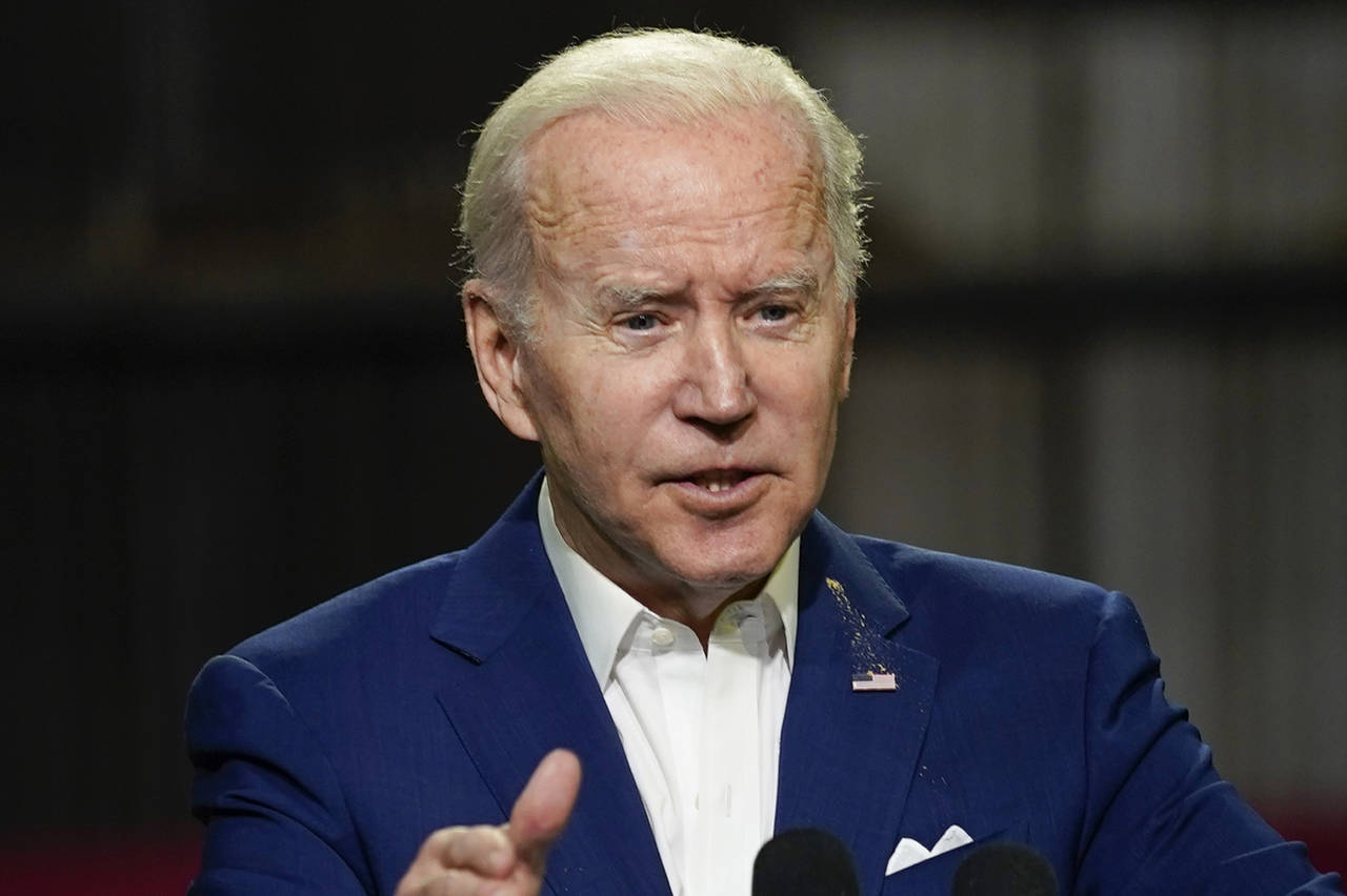 FILE - President Joe Biden speaks at POET Bioprocessing in Menlo, Iowa, April 12, 2022.  Biden plan...