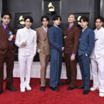 
              BTS arrives at the 64th Annual Grammy Awards at the MGM Grand Garden Arena on Sunday, April 3, 2022, in Las Vegas. (Photo by Jordan Strauss/Invision/AP)
            