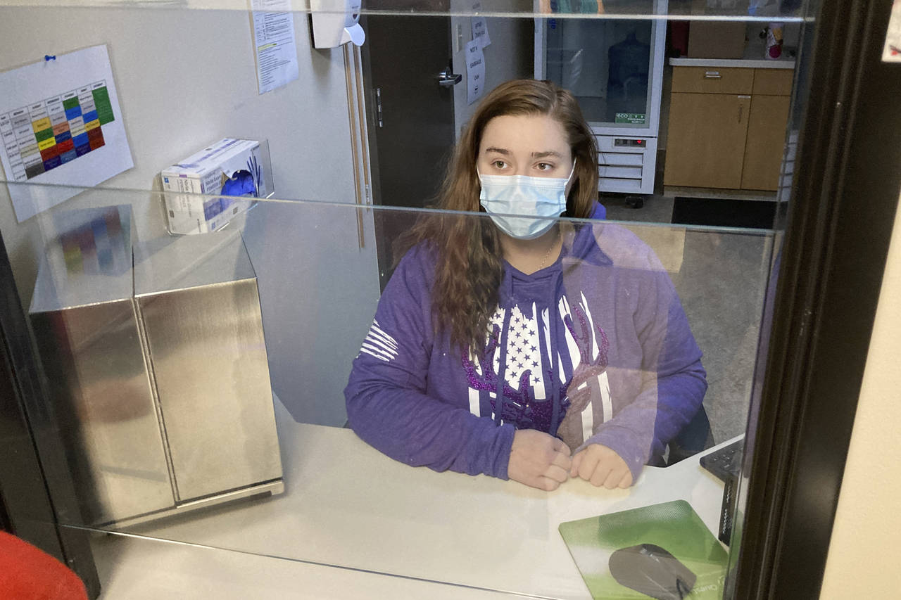 Vanessa Caudel, a nurse, sits at her work station in the Great Circle treatment center where she pr...