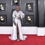 
              Cynthia Erivo arrives at the 64th Annual Grammy Awards at the MGM Grand Garden Arena on Sunday, April 3, 2022, in Las Vegas. (Photo by Jordan Strauss/Invision/AP)
            