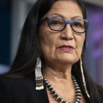 
              FILE - In this April 23, 2021 photo, Interior Secretary Deb Haaland speaks during a news briefing at the White House in Washington. Secretary Haaland vowed on her first day on the job to ensure Native American tribes have opportunities to speak with her and the agencies she oversees. Native American and Alaska Native groups are seeing change under Haaland but some remain frustrated with the pace of action. (AP Photo/Evan Vucci, File)
            