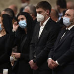 
              From left, Ukrainian lawmakers Olena Khomenko, Maria Mezentseva, Melitopol Mayor Ivan Fedorov and lawmaker Rustem Umerov attend a Easter vigil ceremony presided over by Pope Francis, in St. Peter's Basilica at the Vatican, Saturday, April 16, 2022. (AP Photo/Alessandra Tarantino)
            