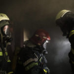 
              Firefighters work to extinguish a fire in an apartment following a Russian bombardment in Kharkiv, Ukraine, Monday, April 25, 2022. (AP Photo/Felipe Dana)
            