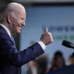 
              President Joe Biden gives a thumbs up after speaking at Green River College, Friday, April 22, 2022, in Auburn, Wash. (AP Photo/Andrew Harnik)
            