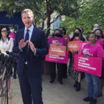 
              California Gov. Gavin Newsom talks at a news conference with workers and volunteers on Wednesday, May 4, 2022, at a Planned Parenthood office near downtown Los Angeles. Newsom faulted his own political party Wednesday for setbacks in the nation's culture wars and urged Democrats to launch a vocal “counter-offensive” to protect rights from abortion to same-sex marriage. (AP Photo/Michael R. Blood)
            