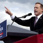 
              Republican candidate for U.S. Senate Ted Budd, of North Carolina, addresses the crowd before former President Donald Trump speaks at a rally, April 9, 2022, in Selma, N.C. Former President Donald Trump’s winning streak in U.S. Senate primaries is on the line Tuesday, May 17, 2022 as voters in five states cast their ballots in midterm elections. Trump backed celebrity heart surgeon Mehmet Oz in Pennsylvania and U.S. Rep. Ted Budd in North Carolina in those states’ Republican primaries for U.S. Senate. On the Democratic side, Pennsylvania Senate candidate John Fetterman revealed Sunday he had suffered a stroke but said he was on the way to a “full recovery.” (AP Photo/Chris Seward)
            