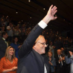 
              Australian Prime Minister Scott Morrison waves to party faithful during the Liberal Party campaign launch at the Brisbane Convention Centre in Brisbane, Australia, Sunday, May 15, 2022. (Mick Tsikas/AAP Image via AP)
            