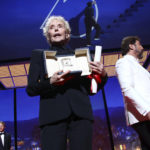 
              Claire Denis accepts the grand prize for 'Stars at Noon' during the awards ceremony of the 75th international film festival, Cannes, southern France, Saturday, May 28, 2022. (Photo by Joel C Ryan/Invision/AP)
            