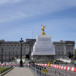 
              Building work in preparation for the Platinum Jubilee celebrations take place in front of Buckingham Palace in London, Friday, May 6, 2022. Britain's Queen Elizabeth II acceded to the throne on the death of her father King George VI on Feb. 6, 1952, and the Platinum Jubilee bank holiday weekend celebrations will take place on June 2-5. (AP Photo/Kirsty Wigglesworth)
            