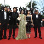 
              Dong-won Gang, from left, Song Kang-ho, Ji-eun Lee, Joo-Young Lee, and Director Hirokazu Koreeda pose for photographers upon arrival at the awards ceremony of the 75th international film festival, Cannes, southern France, Saturday, May 28, 2022. (Photo by Joel C Ryan/Invision/AP)
            