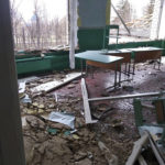
              This April 26, 2022 photo provided by Ukrainian school administrator Valentina Grusha shows damage to the Cooks Comprehensive school complex in Kukhari, Ukraine. The village outside Kyiv was under Russian occupation in March and April, until Ukrainian forces drove them out. (Valentina Grusha via AP)
            
