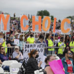 
              Abortion rights demonstrators rally, Saturday, May 14, 2022, on the National Mall in Washington.  Demonstrators are rallying from coast to coast in the face of an anticipated Supreme Court decision that could overturn women’s right to an abortion. (AP Photo/Amanda Andrade-Rhoades)
            