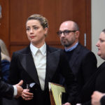 
              Actor Amber Heard in the courtroom at the Fairfax County Circuit Court in Fairfax, Va., Tuesday May 3, 2022.  Actor Johnny Depp sued his ex-wife Amber Heard for libel in Fairfax County Circuit Court after she wrote an op-ed piece in The Washington Post in 2018 referring to herself as a "public figure representing domestic abuse." (Jim Watson/Pool photo via AP)
            