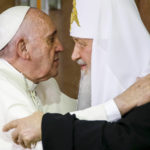 
              FILE — In this Friday, Feb. 12, 2016 file photo, Pope Francis, left, reaches to embrace Russian Orthodox Patriarch Kirill after signing a joint declaration at the Jose Marti International airport in Havana, Cuba.  Pope Francis hasn’t made much of a diplomatic mark in Russia’s war in Ukraine as his appeals for an Orthodox Easter truce went unheeded and a planned meeting with the head of the Russian Orthodox Church was canceled. (AP Photo/Gregorio Borgia, Pool)
            