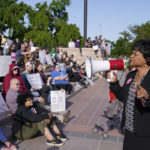 
              Former Oklahoma state Sen. Connie Johnson, running in the Democratic Primary for governor of Oklahoma, addresses an abortion-rights rally at the State Capitol, Tuesday, May 3, 2022, in Oklahoma City. (AP Photo/Sue Ogrocki)
            